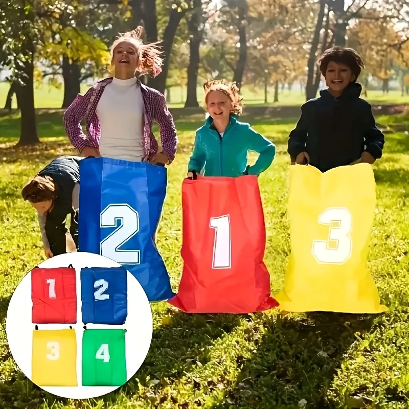 4pcs Canvas Potato Sack Game Bags Durable Kangaroo Jumping Bags for Outdoor Lawn Games Family Interactive Sports Sense Training view 6