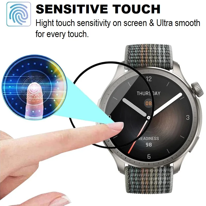Protector de pantalla de borde curvo 3D para reloj inteligente Amazfit Balance, cubierta completa, película protectora suave, 3 piezas