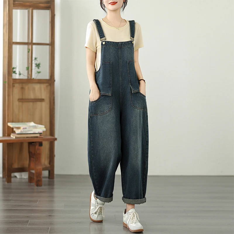 Plus Size Vrouwen Afslanken Een Stuk Jeans Casual Losse Negen Stuk Faionable Rechte Pijpen Broek Artistieke Pendelen Sle