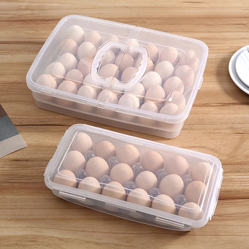 10/18/34 Grids Kitchen Handheld Egg Carton Refrigerator Egg Organizer Household Egg Storage Tray Fresh Box