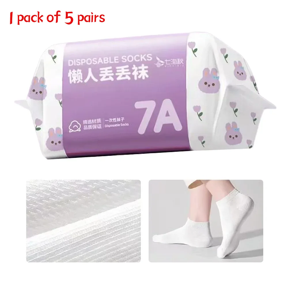 35-43 Wegwerpsokken Wit Zwart Zweetabsorptie Wegwerpkousen Polyester Zachte reisbenodigdheden Sokken Unisex