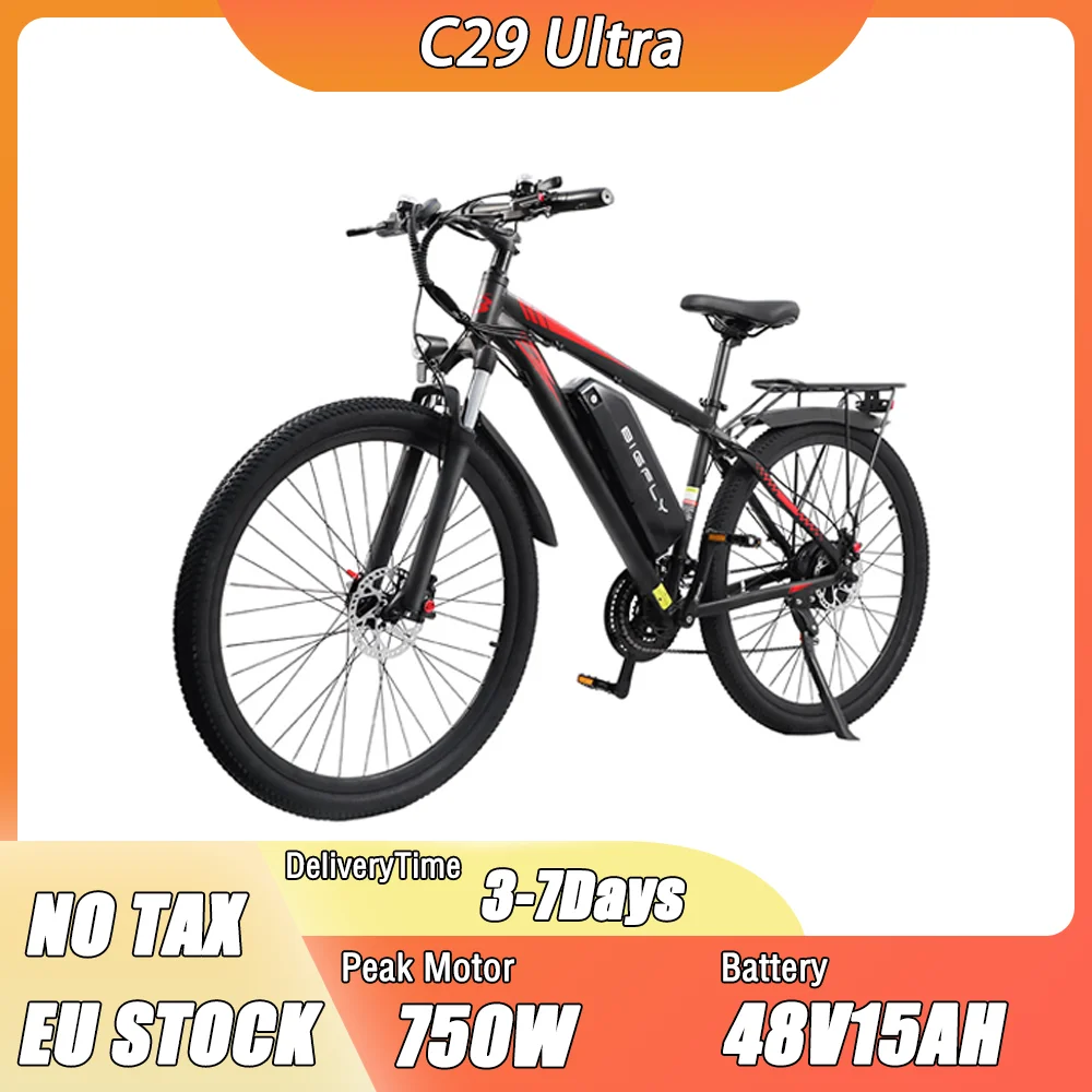 C29 UItra E Bike 750W Motore 48V15AH Batteria 21 Velocità Freni a disco idraulici Bici elettrica Pneumatico da 29 pollici Bicicletta elettrica da montagna