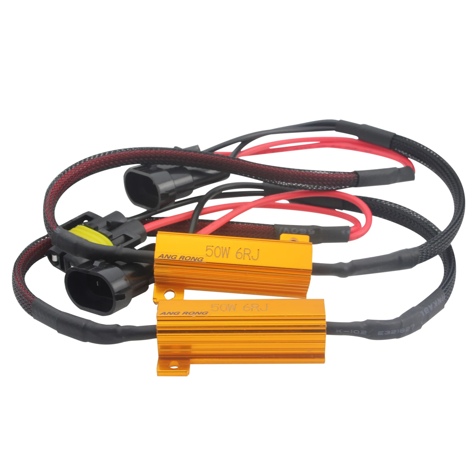 2x 50w 6 Ohm 9006 HB4 Load Resistor Resistance Wiring Harness For Daytime Running Fog Light HeadLight Error Warning Canceller