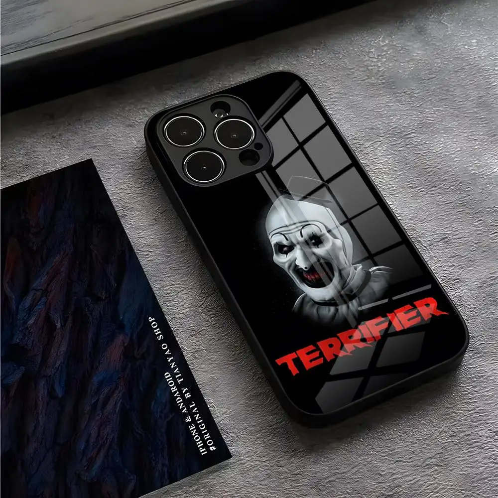 Horror Movie Terrifier Phone Case For IPhone 13 Pro Max 14 16 Plus 12 Mini 11 15 X XR XS 8 7 Plus SE Tempered Glass Back Cover