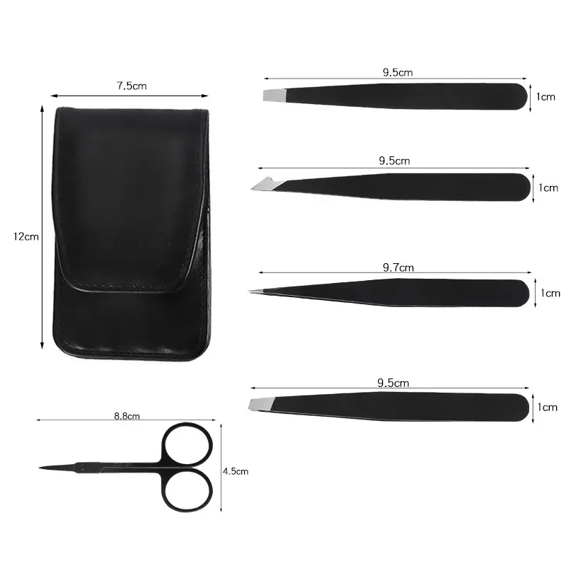 Eyebrow Pliers Eyebrow Clip Black Eyebrow Tweezers Stainless Steel Eyebrow Clip Eyebrow Trimming Tool Flat Eyebrow Pointed Clip