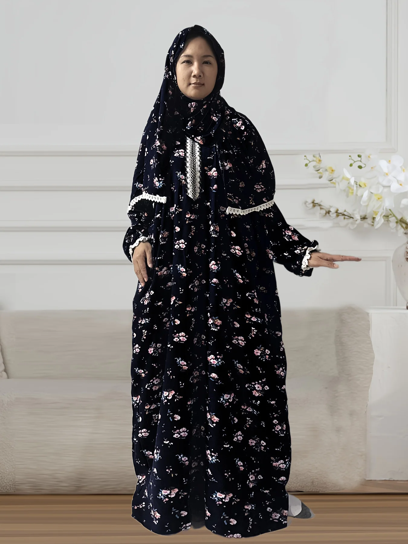 Venta al por mayor, bufanda de algodón de rayón, Hijab Abaya, mujer musulmana, chica, vestido informal Floral suelto, bata turca de Dubái, caftán, ropa islámica