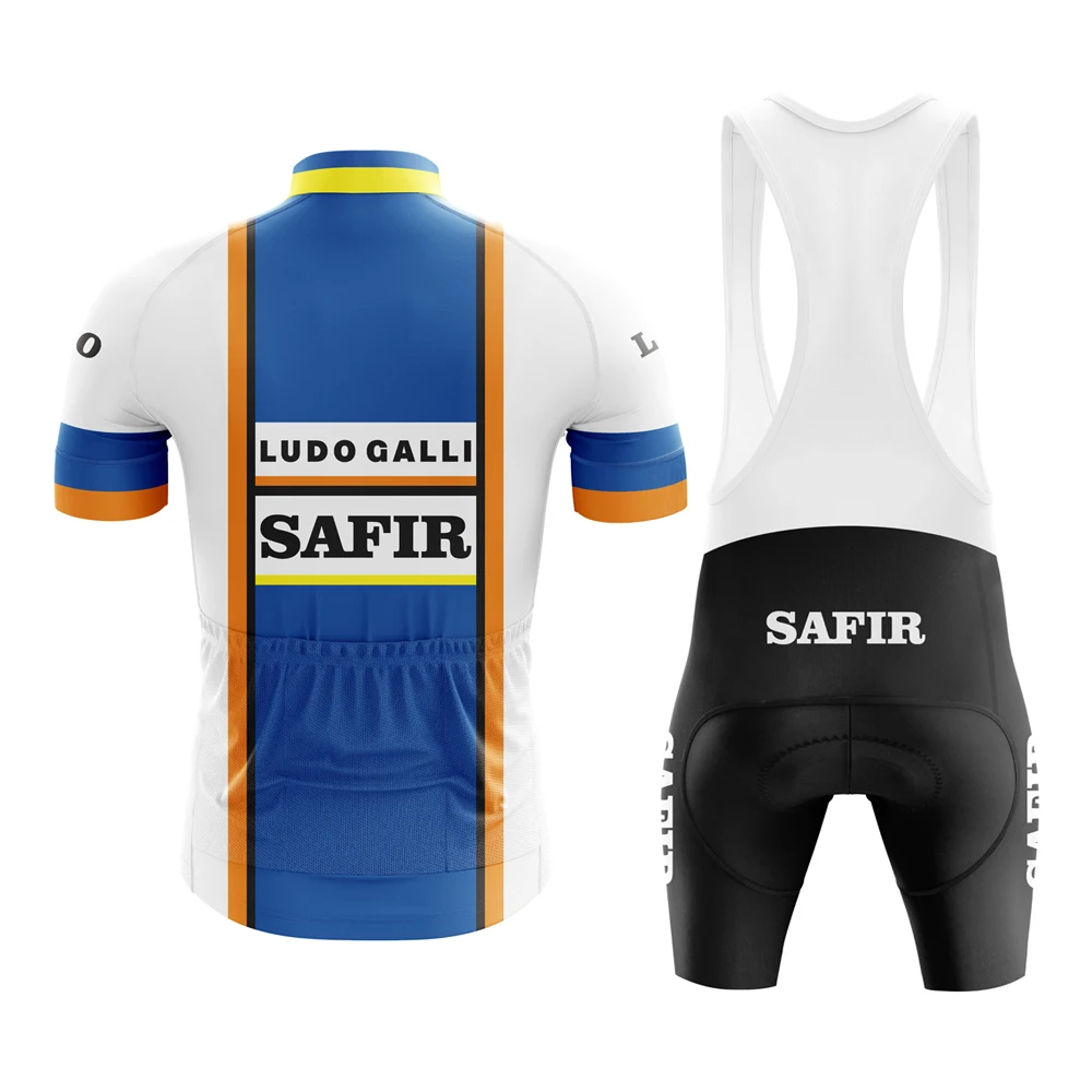 Classical SAFIR Retro Men Cycling Jersey Set Short Sleeves Riding Pants Classical Mtb Triathlon Maillot Ciclismo