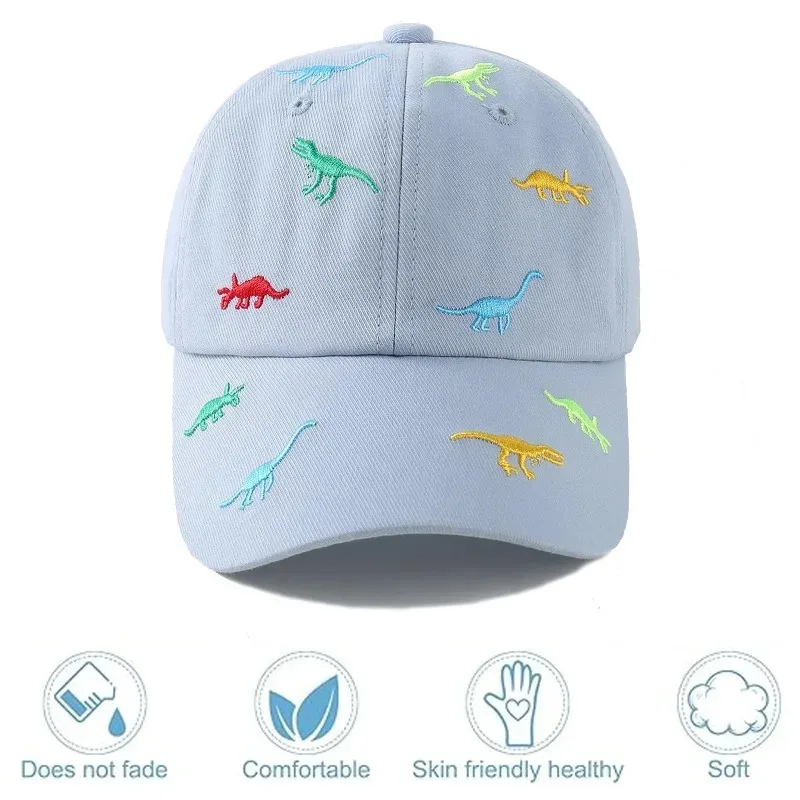 

Summer Sun Hat 1pcs for Kids Unisex Cotton Embroidered Sports Cap Beanie Hat 1-4 Years 48-52CM Children's Dinosaur Baseball Cap