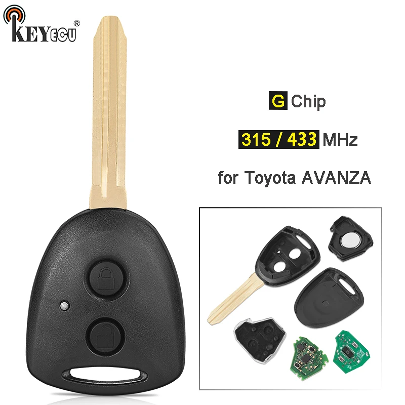 

KEYECU 315 МГц/433 МГц G чип OEM плата дистанционный брелок для Toyota AVANZA Wigo Grand для Daihatsu Xenia Alza Myvi Axia 2 кнопки