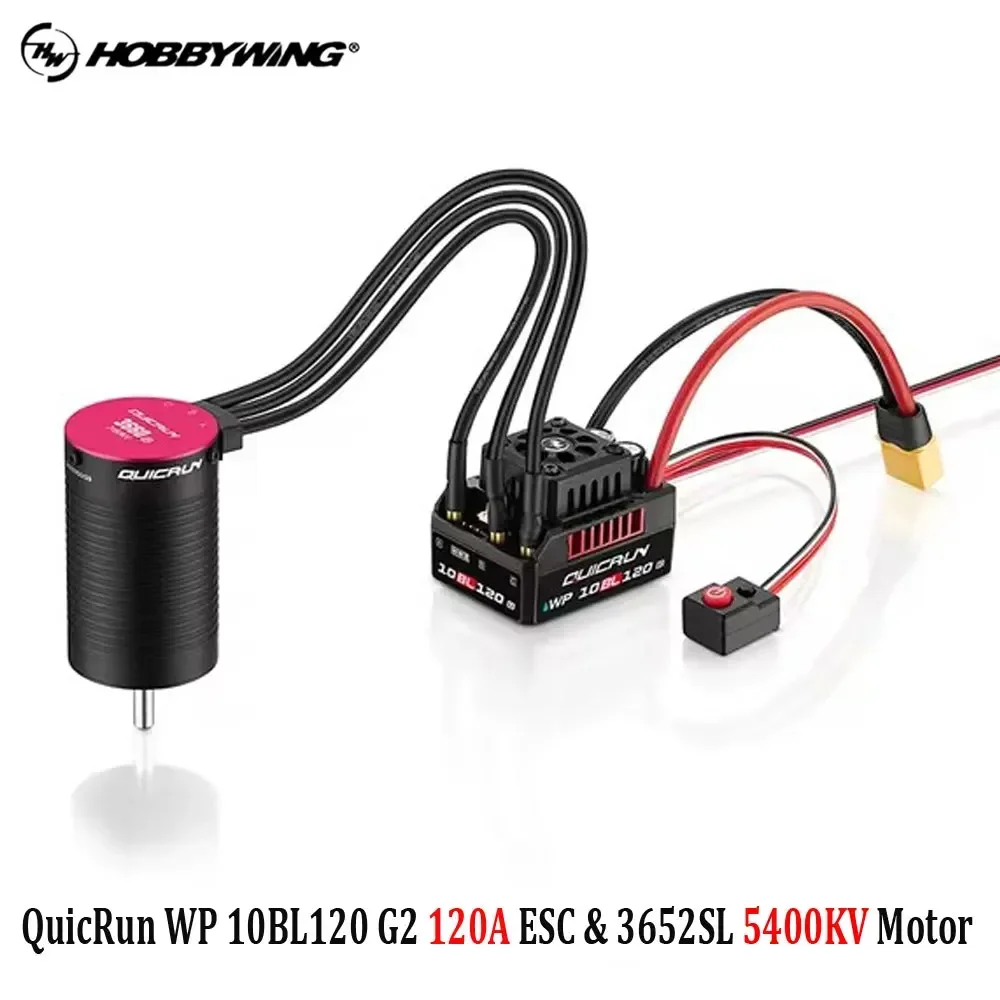 HobbyWing QuicRun WP 10BL120 G2 120A ESC + 3652/3660 G2 Borstelloze Motor Combo voor 1/10 RC Auto/Buggy Racing Accessoires