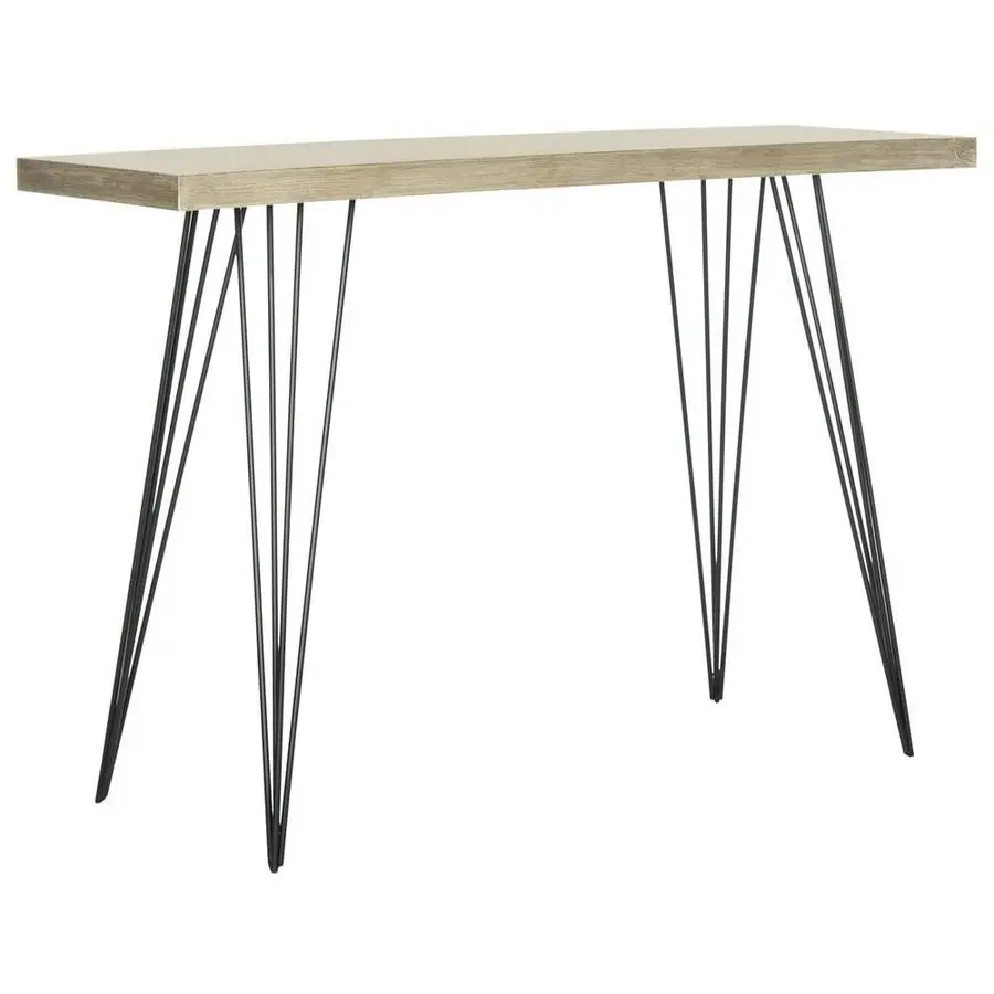 Home Collection Etro Retro MidCentury Light Oak and Black Wood Console