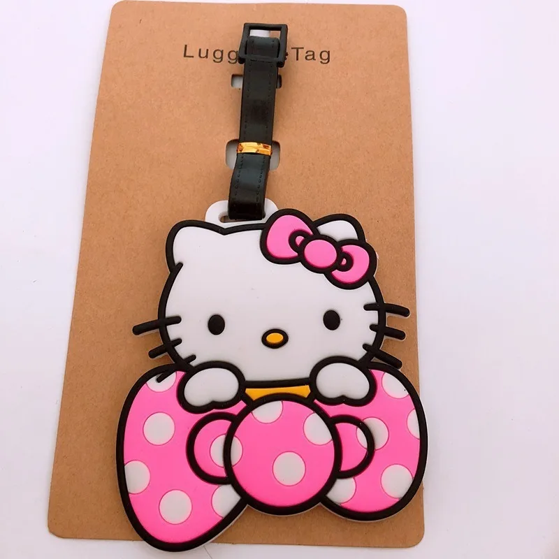 Sanrio Hello Kitty Luggage Tag Travel Anime Cute Girl Bag Identification Pendant Silicone Portable Label Anti-lost Sign Board