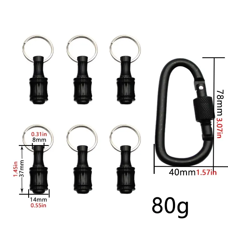 6pc Black Keychain Quick Change Connecting Rod 1/4 Hexagonal Handle Screwdriver Head Socket Conversion Rod Tool Set