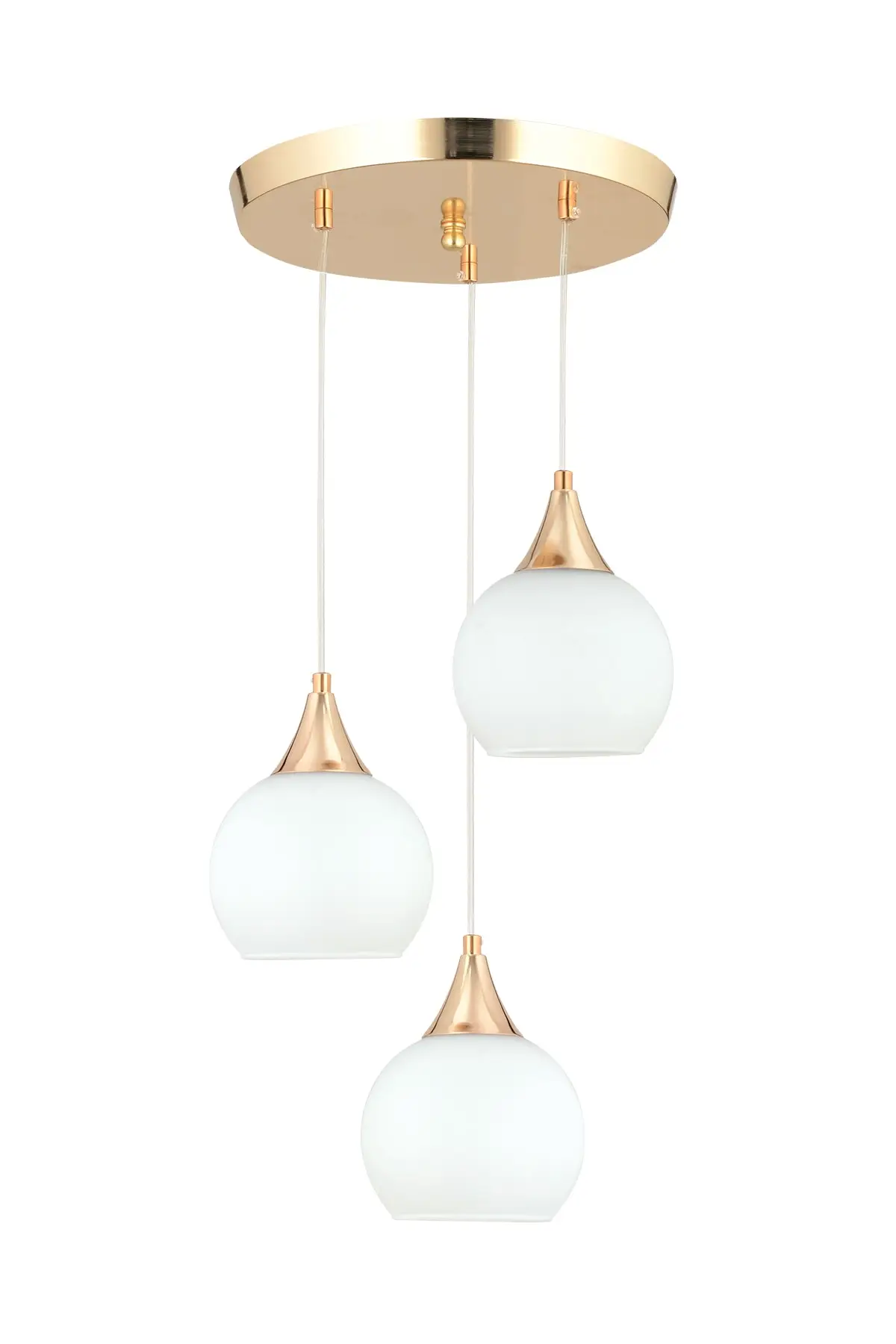 Lustre de pingente moderno de vidro branco de ouro completo com vidro branco de ouro