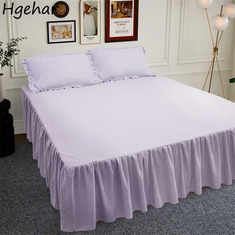 Candy Color Bed Skirts Sweet Korean Soft Antis-lip Mattress Protector Plain  Sheets Single Double ding Household room