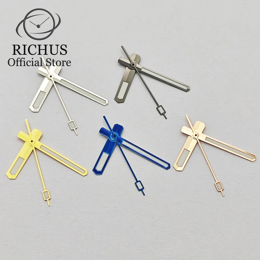 ريتشوس الفضة الأزرق الذهب بندقية روز الذهب ساعة الأيدي الأخضر مضيئة صالح NH35 NH36 ساعة يد تعمل بالحركة اكسسوارات أجزاء