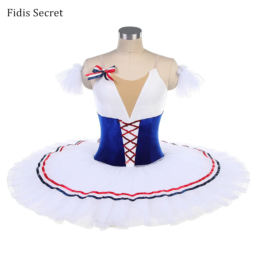 

Women White Pre-professional Platter Ballet Tutu,Girls Ballerina Flame of Paris Classical Performance Competition Stage Costumes