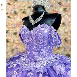 Angelsbridep-Lilac of the Shoulder Dress Ball Dress for Girls, Quinceanera Dresses, Stressed Apply, Undergraduate, Celebrity Party Dresses, 15 12 Main sales dress for graduation - №5