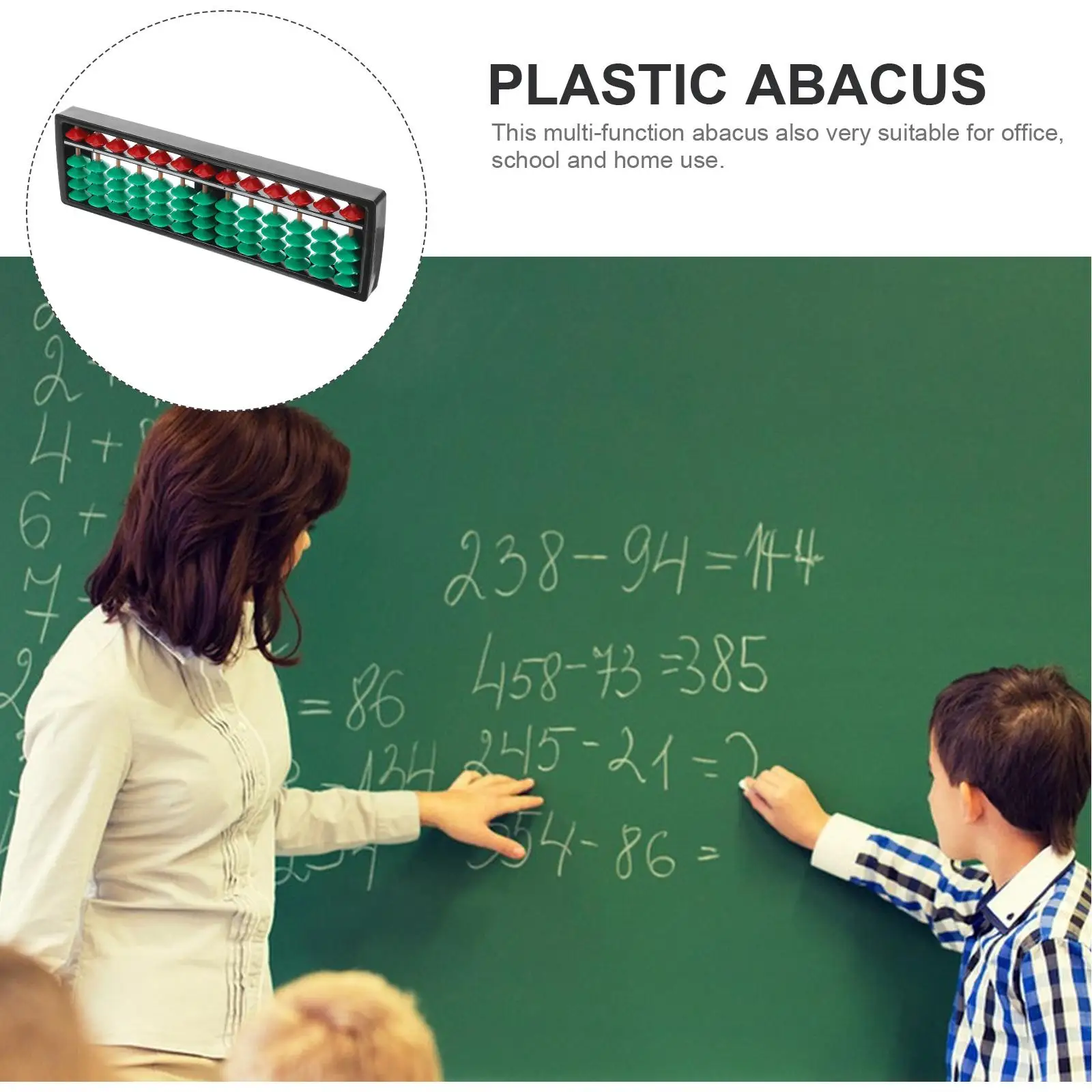 Abaco in plastica portatile da 2 pezzi con 13 aste per sussidi didattici per la matematica, contatore di perline contabili per studenti, giocattolo cinese