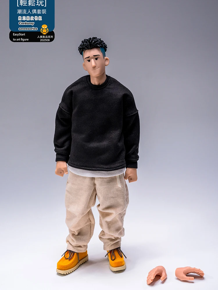 TrickyMan12 1/6 Corduory Sweatshirt Broek Doek Ontwerp Trendy Anime Man Action Figure Vervangbare Hand Type 12 "Soldaat Speelgoed