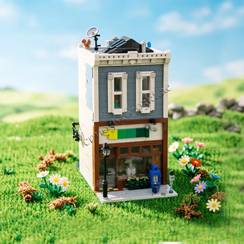 

1968 PCS MOC Modern City Street View Small paint shop Building Model DIY Custom Puzzle Technology Creative Assembly Kid Toy Gift