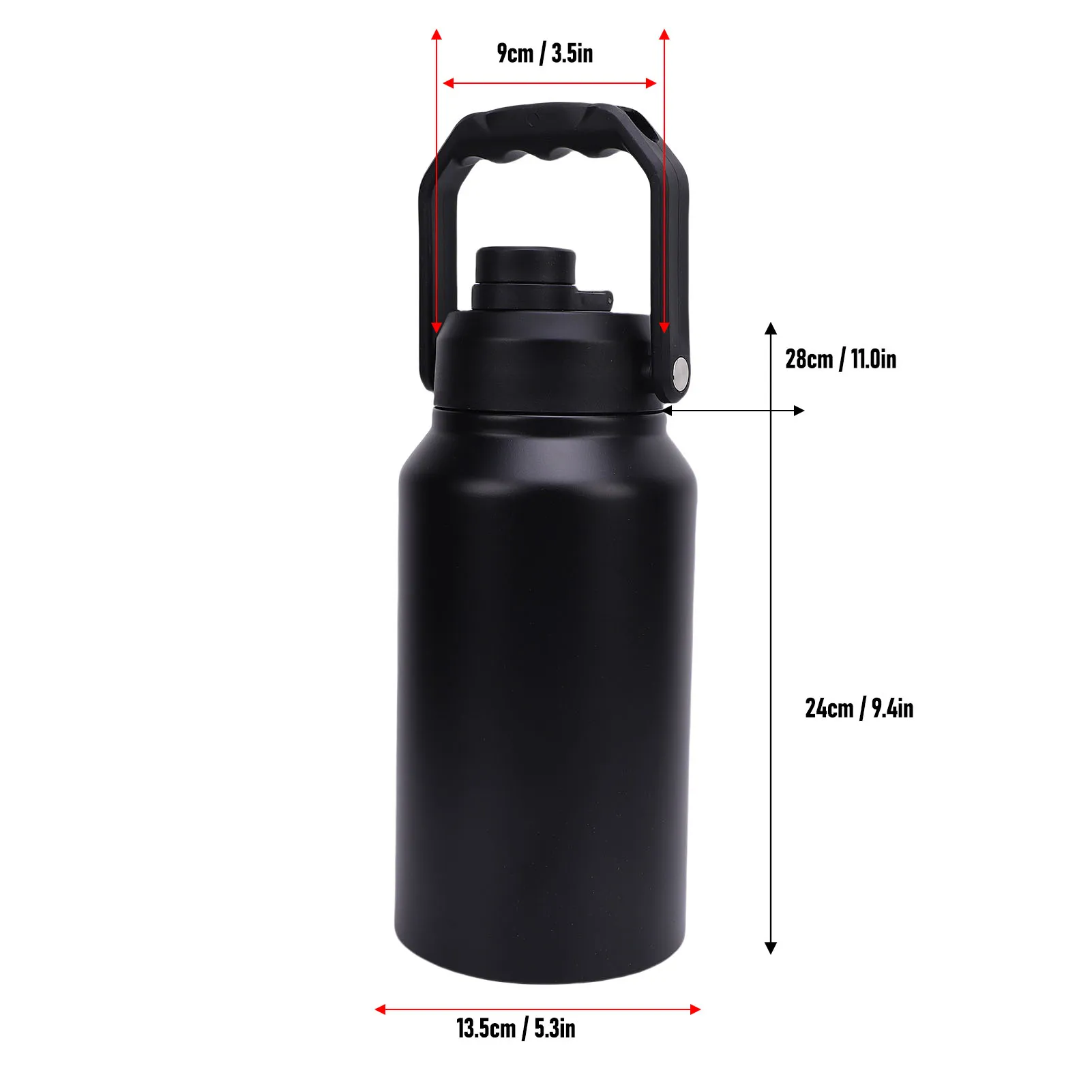 3L Insulated Water Bottle With Lid Handle Wide Mouth 316 Stainless Steel Travel Thermal Mug for Sports Gym Fitness Keep Cold 48H