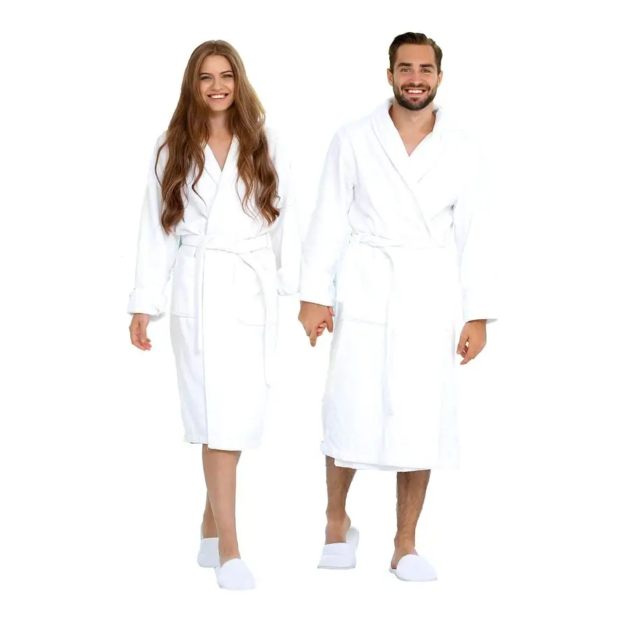 

Cotton Terry Shawl Collar Bathrobe with Slippers