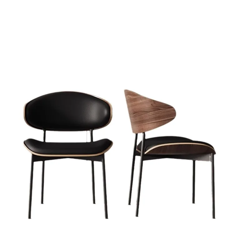 

Italian light luxury dining chair home modern simple leisure Nordic soft bag solid wood