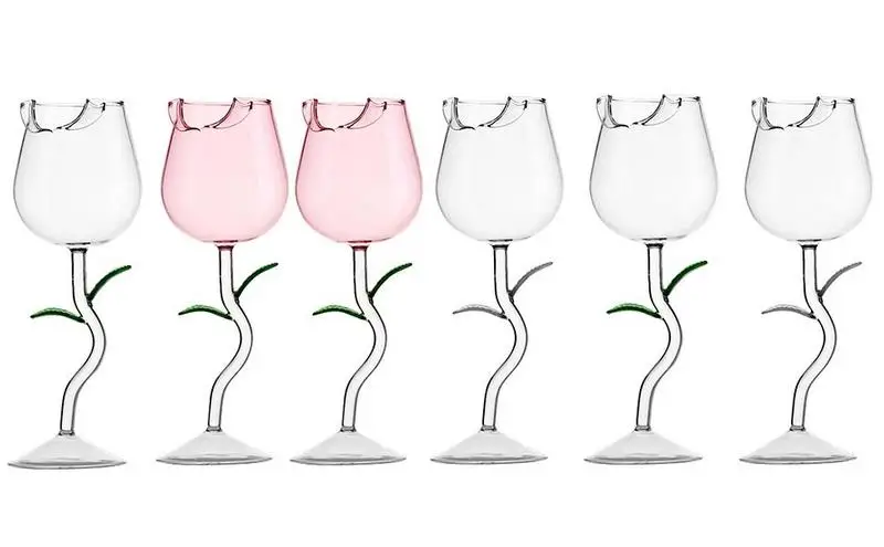 Creative Rose Shaped Red Wine Glasses multifunctional Flower Rose Heat Resistant Champagne Glasses for Wedding Party Reunion