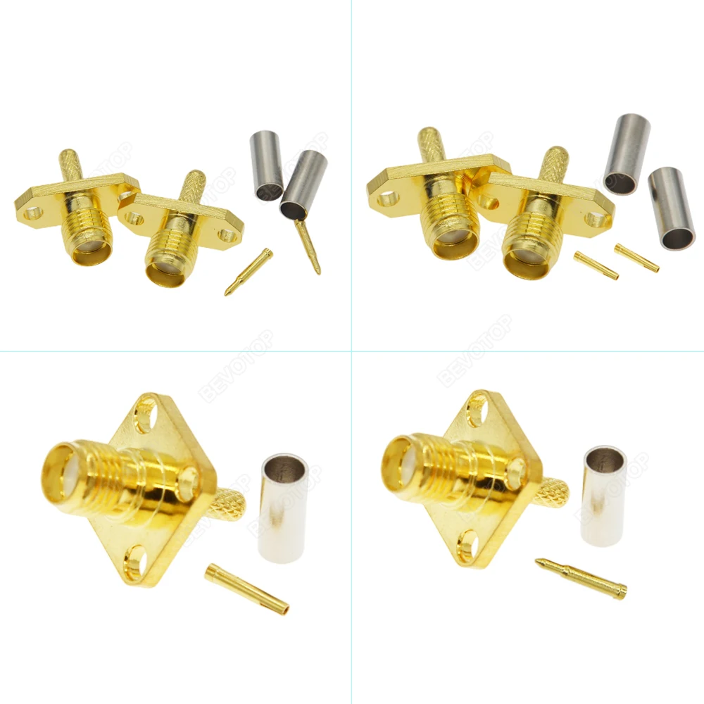 10pcs/lot RP-SMA/SMA Male with Window Connector Crimp RG174 RG316 LMR100 RF Connector Gold Plated 50 Ohm