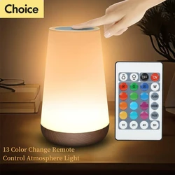 13 Color Changing Night Light RGB Remote Control Touch Dimmable Lamp Portable Table Bedside Lamps USB Rechargeable Night Lamp