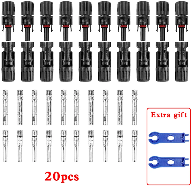 

10/20/100/200 PCS Solar Connector PV/MC Cable 2.5/4/6mm ² Photovoltaic Module Cable Connector PV Plug DC 1000V 30A Connector Kit