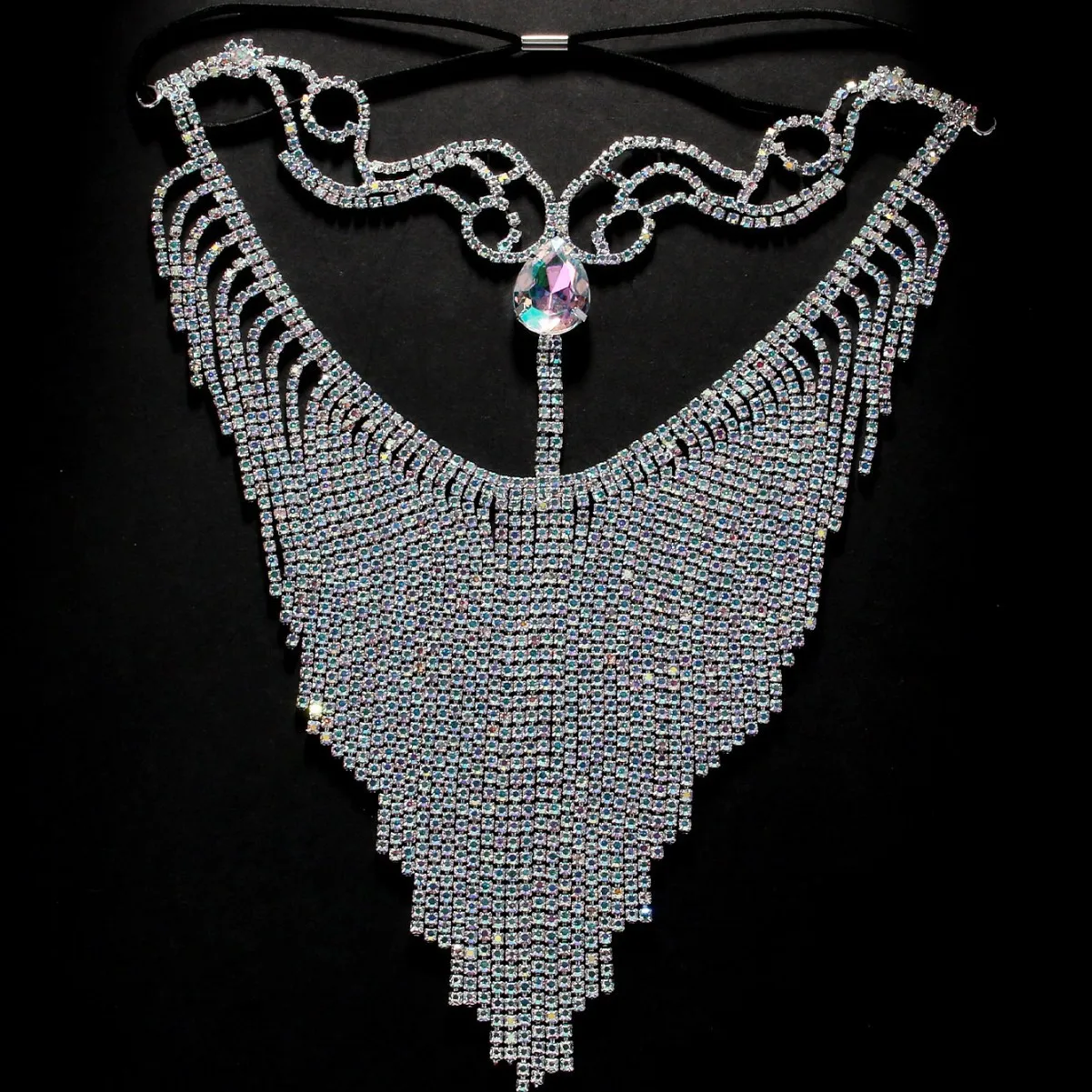 Exotic Boho Tassel Face Chain Veil Belly Dance Cosplay Decoration Elegant Water Drop Crystal Masquerade Mask Face Jewelry Gift
