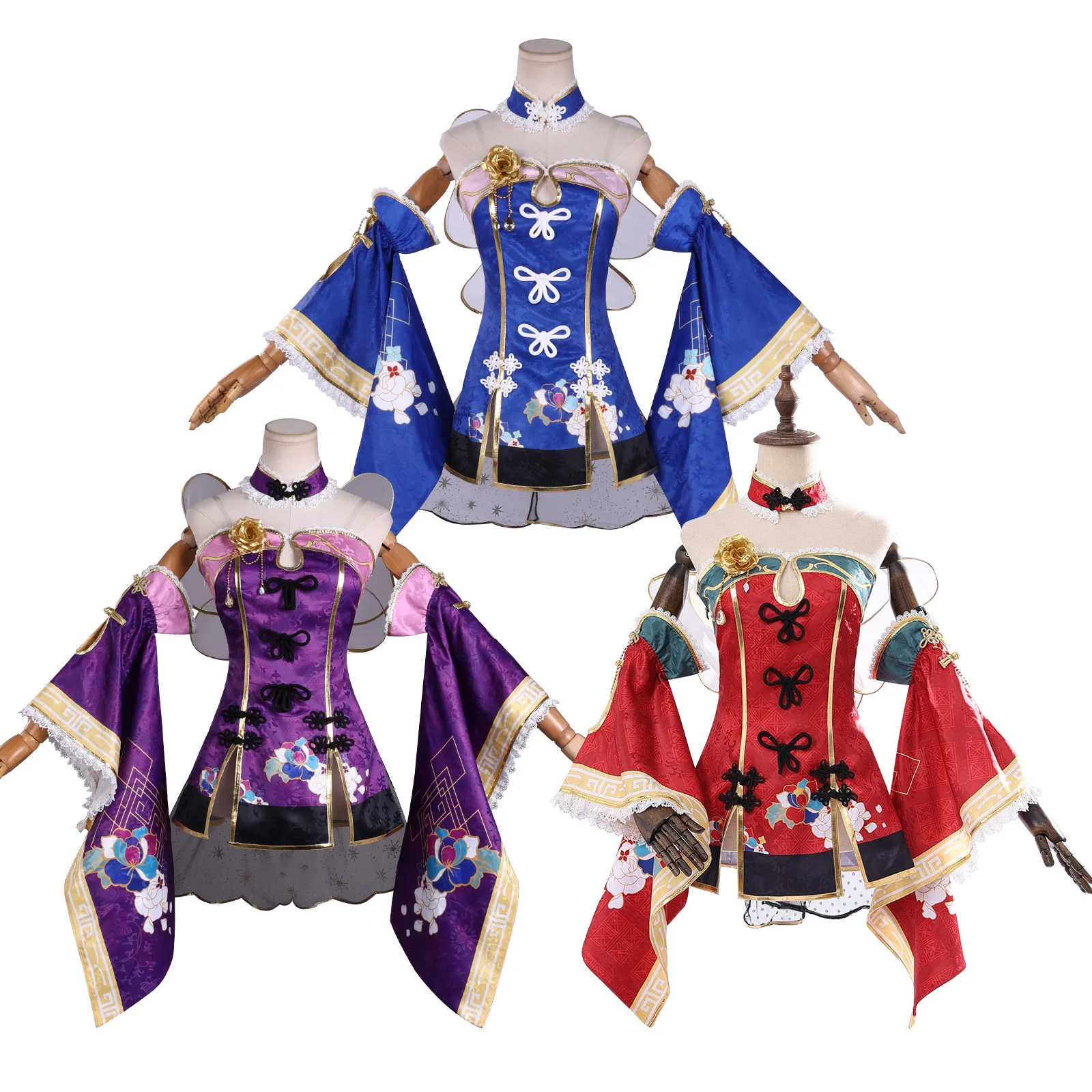 Costume de cosplay Cheongsam Rouge Réveil d'Halloween pour jeux, bandes dessinées et anime