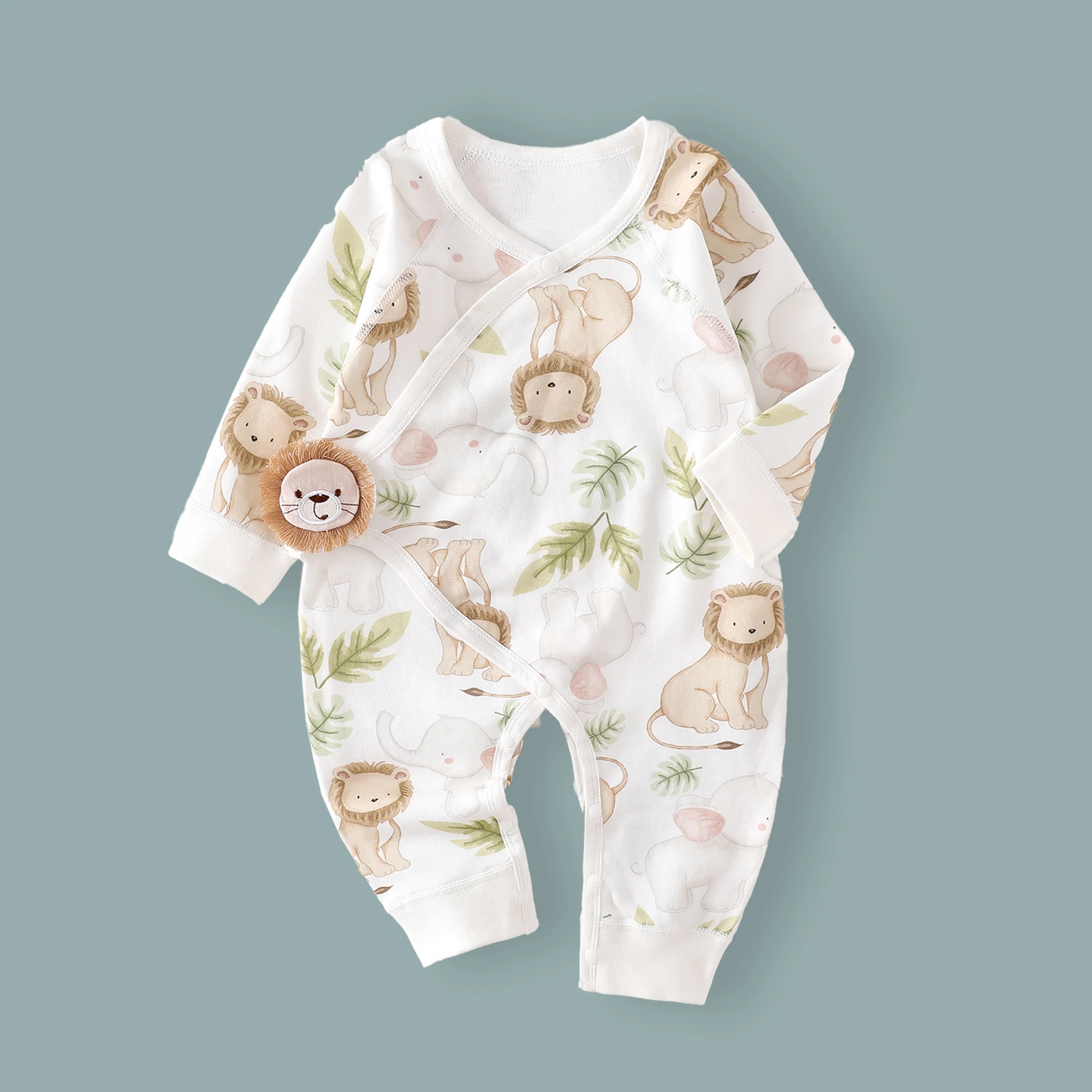 AYNIGIELL Spring Autumn Clothing New 0-6M Cotton Newborn Baby Girl Boy Romper Print Infant Jumpsuit Baby's Inner Clothing