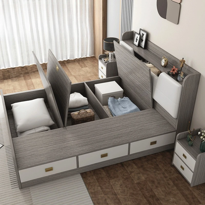 

Solid wood high box bed 1.8 meters, double, soft bag, household bed, thickened multi-function