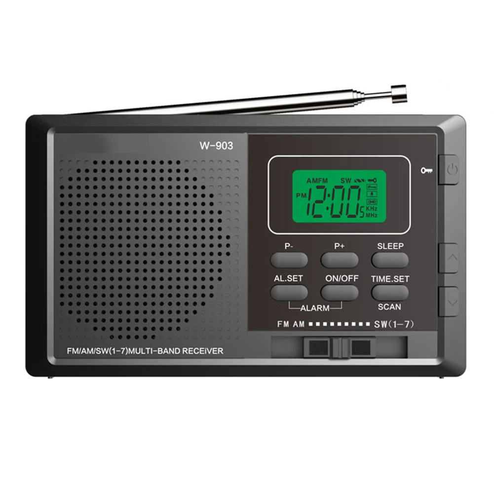 Tragbares Stereo-Digitalradio FM AM SW Vollband-Taschenradio mit LCD-Zeitanzeige für Outdoor-Camping und Reisen