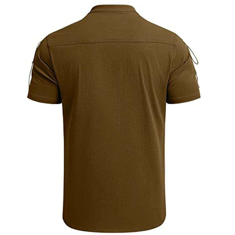 Summer New Men\'s V-neck shirt  Men\'s Short-Sleeved T-shirt Cotton and Linen Led Casual Men\'s T-shirt Shirt Male Breathable tops