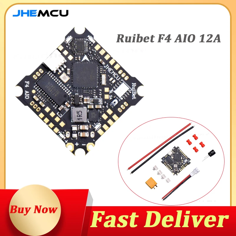 

Jhemcu ruibet f4aio f411 flight controller blhelis 12a 4 in1 esc 1-2s 25,5x25,5mm for rc fpv freestyle tinywhoop cinehoop drone