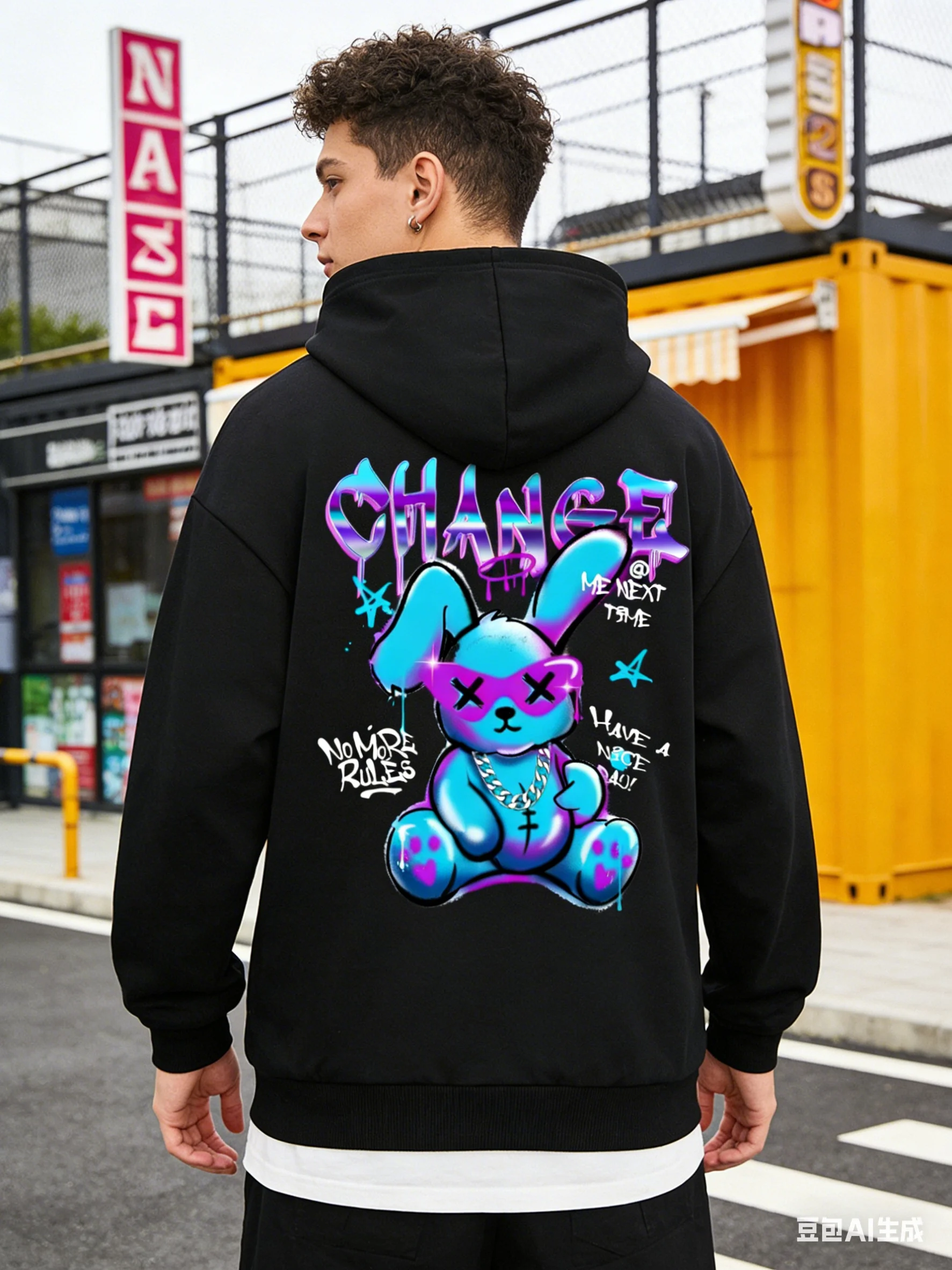 2026 Oster-Themen Limited Edition Y2K Dark Rabbit Graffiti Kapuzenpullover Retro Distressed Bestseller Hoodie Oberteile
