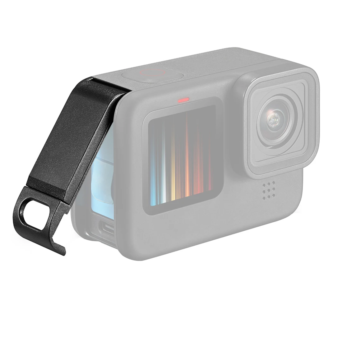 غطاء جانبي لبطارية كاميرا الحركة معدن مقاوم للغبار لهاتف GoPro Hero 12 13 11 10 9 منفذ شحن واقٍ أسود قابل للإزالة