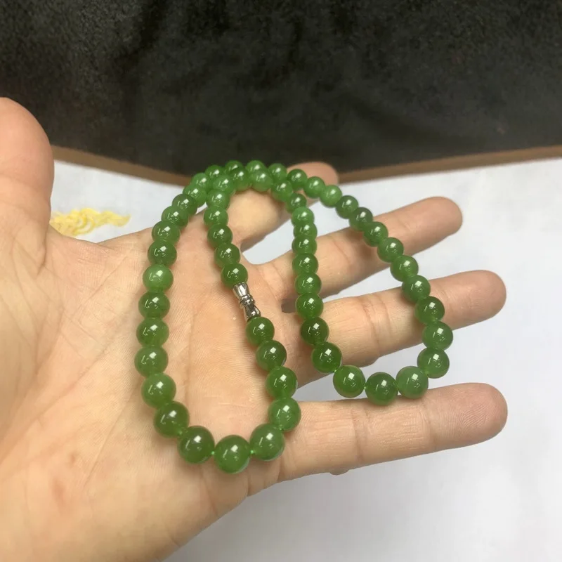 Russian Jasper 8Mm Necklace Mothers, Spinach , Sunny Green, No Black Spots, Uniform Color