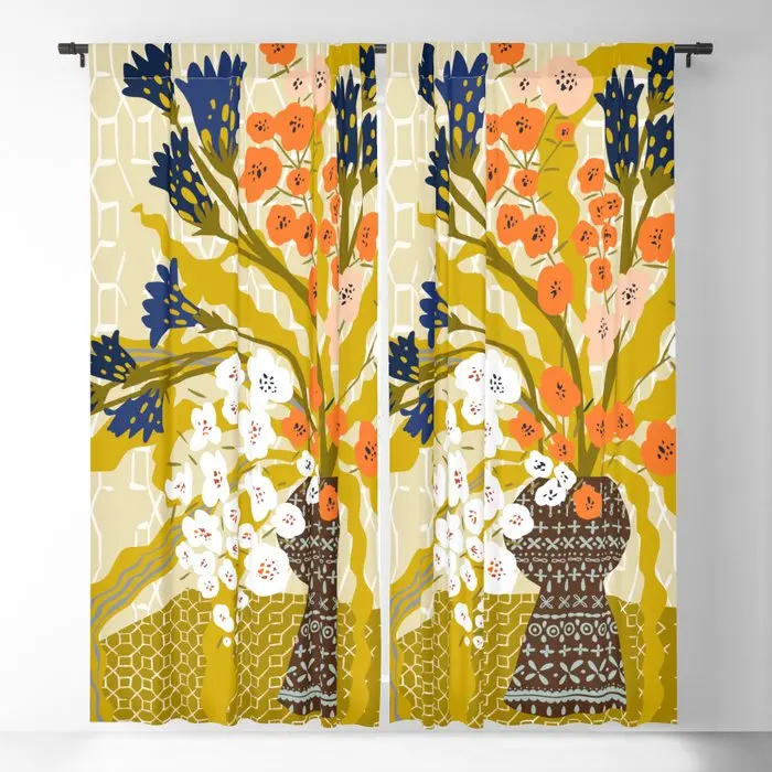 

Modern Yellow Matisse Vase Blackout Curtains 3D Print Window Curtains for Bedroom Living Room Decor Window Treatments