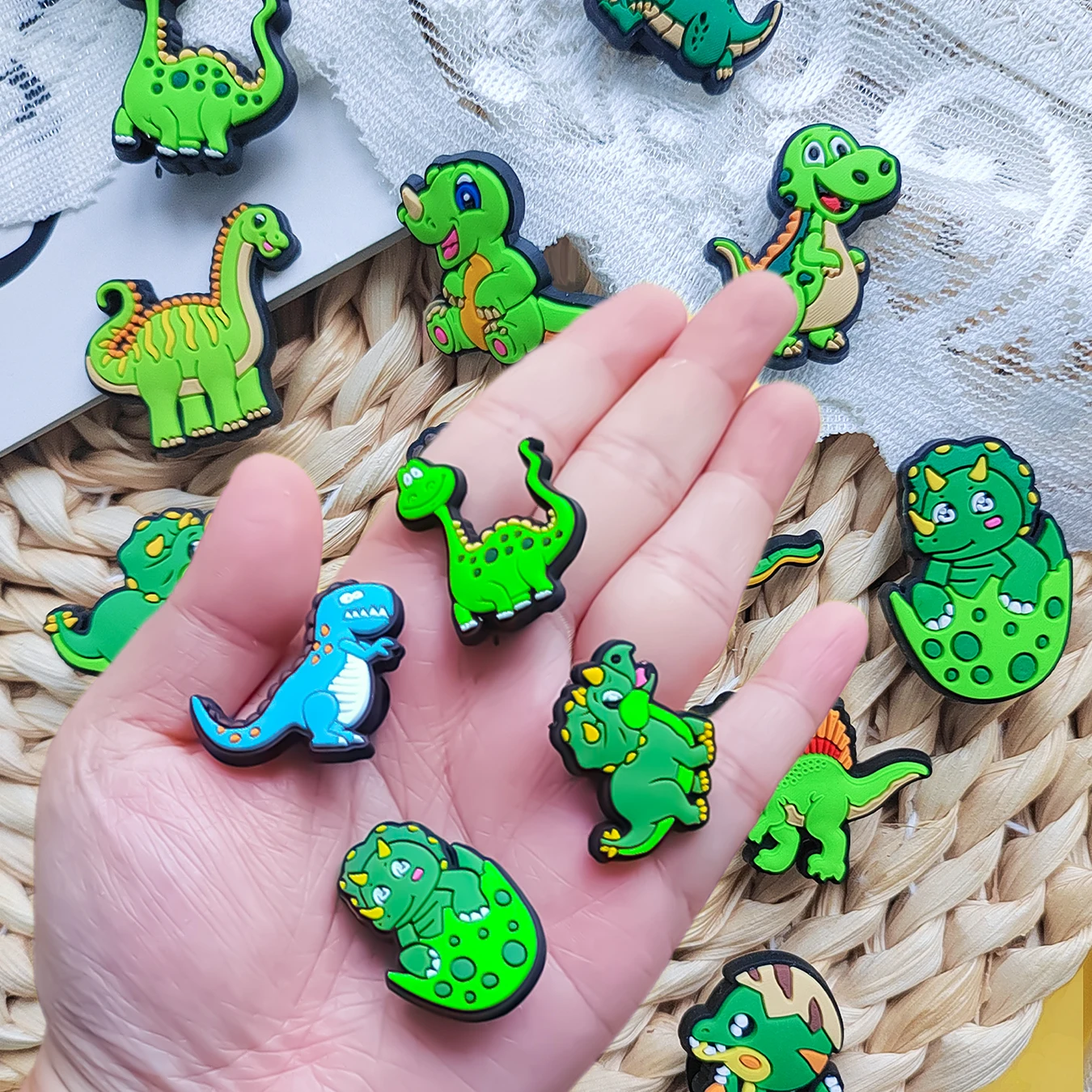 14 PCS Dinosaur Land series colorful shoe charm decoration suitable for sandal beach bag party small gifts