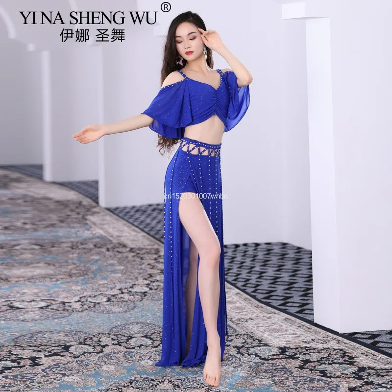 Traje de práctica de danza del vientre danza Oriental danza Oriental falda larga para mujer conjunto Sexy nuevo traje de danza del vientre para principiantes conjunto de 2 uds