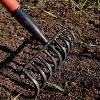 Multi-function nine-tooth rake manganese steel nail rake labor-saving agricultural tool garden hand tools rake grass loose soil