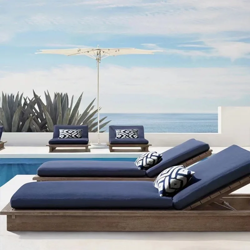 Outdoor bed, outdoor villa lounge chair, outdoor courtyard terrace aluminum alloy leisure sofa, beach high backrest sunshade