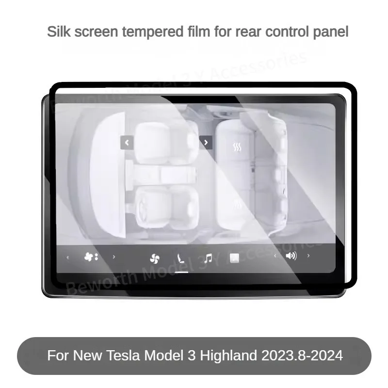 Tempered Glass Screen Protector For Tesla Model 3+ 2024 Highland Navigation and Rear Display Center Console HD Film Protection