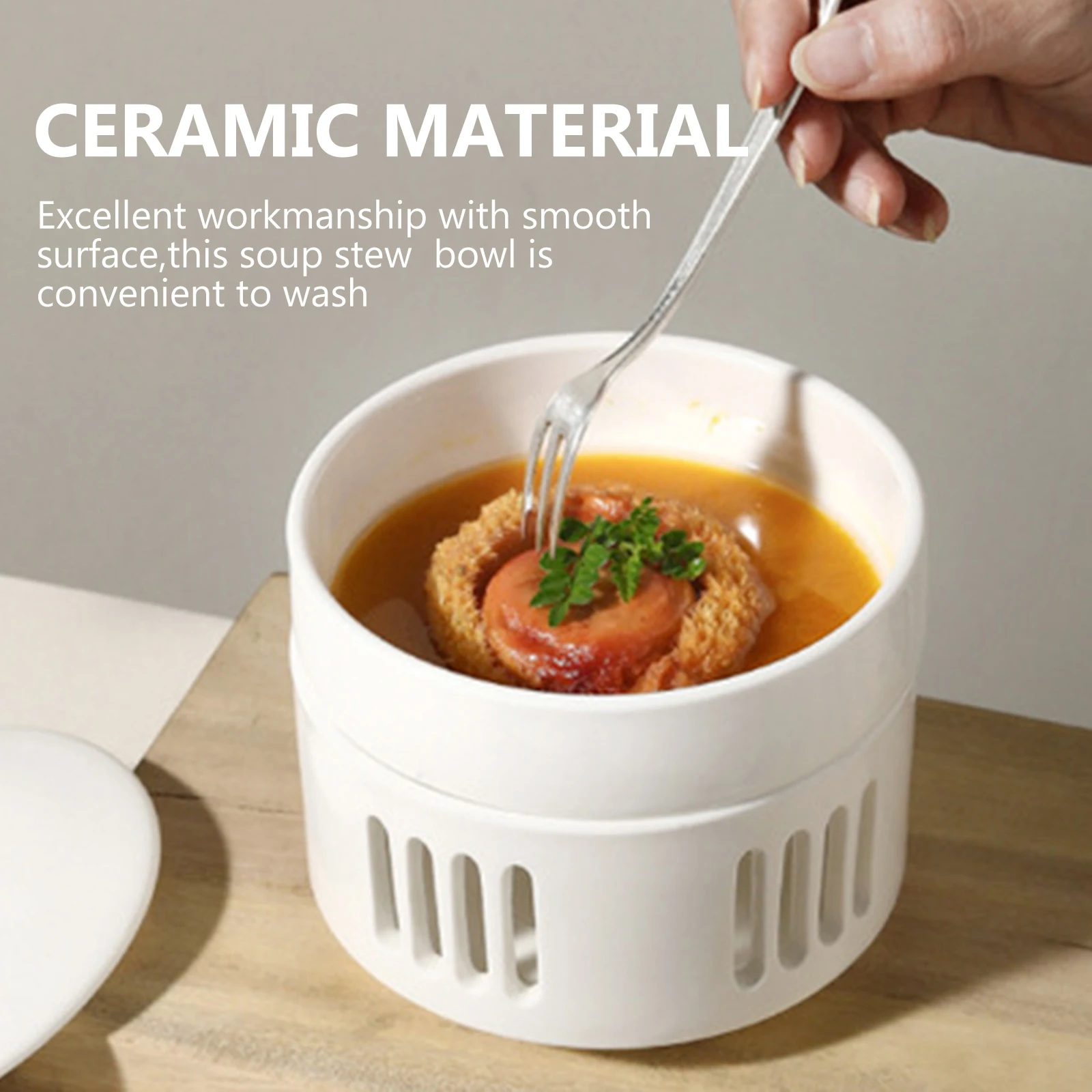 

Ceramic Stew Pot Small Heating Base Soup Bowl Cubilose Stew Pot Insect Proof Long Lasting Heat Retention