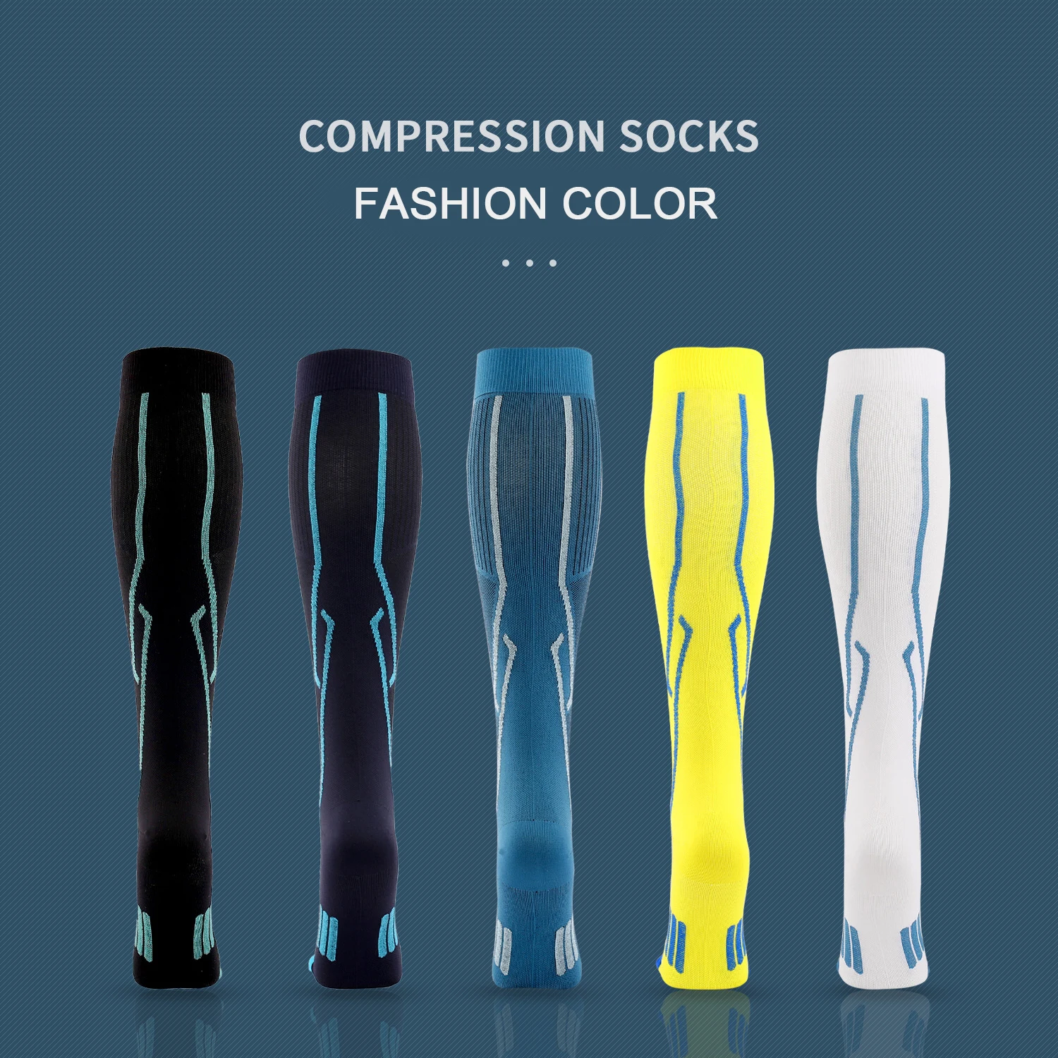 MOJITO 1 Pair New Black Compression Socks Men Women Calf Support Knee High Compression for Stockings Nursing Rugby Marathon